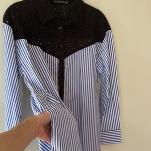 ZARA Basic Long sleeve striped T-shirt style dress